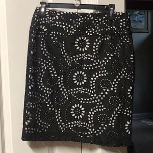 Vintage Cass Skirt Black Eyelet over White Skirt Size 8 NWT